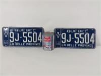 2 plaques d'immatriculation Québec 1968