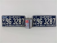 2 plaques d'immatriculation Québec 1965