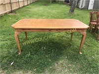 Handmade oak dining table Queen Anne legs - 6' lon