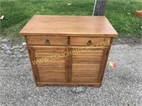 Small louvered door buffet server