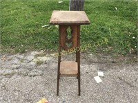 Nice antique wooden plant stand scroll cut