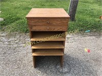 Oak sorter with removable box on top