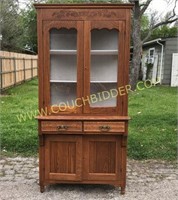 Antique oak stepback cupboard