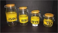 Set of 4 Vintage Glass Storage Jars