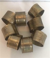 Set of 8 Brass Napkin Rings