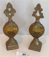 Pair of Amber and Brass Adornments