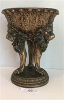 Gold and Black Lions Head Footed Decorative Bowl
