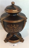 Black and Gold Decorative Lidded Metal Urn