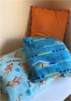 (2) Fun Throw Plankets and a Colorful Pillow