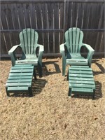 2 lounge chairs/foot rest -green