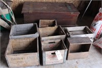 wooden crates (stenciled) and cedar trunk