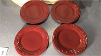 4 Longaberger 9 inch red plates