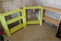 3 wooden shelving units