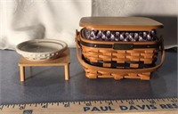 4” cake Longaberger basket with cake stand & bowl