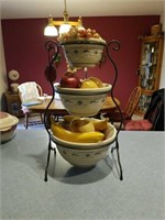 3 tier Longaberger fruit bowl set with stand