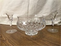 Crystal Bowl and Candlesticks
