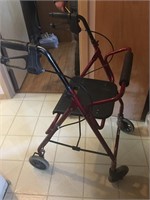 Walker with Seat and Brakes (Red color)