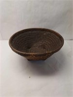 Antique Handmade Round Basket with Square Bottom