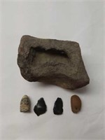 Lot of 5 Antique Native American Indian Artifacts