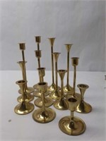 Set of 14 Brass Candle Holders