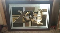 Large Mid Century signed abstract metal art