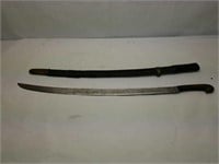 Antique Sword with Sheath hand carved blade