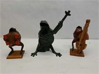 Lot of 3 Instrument Playing Frogs