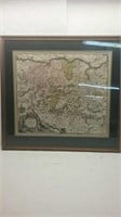 Large framed European physical map