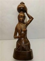 Hand Carved Solid Wood Asian Female Figurine
