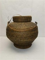 Beautiful Vintage Handwoven Basket with Lid