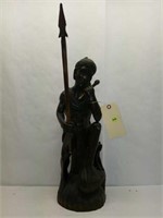 Solid Wood Hand Carved Asian Warrior and Dog
