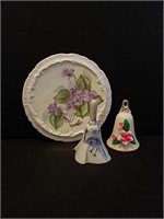 Vintage Floral Plate and Bells.