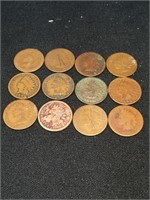 Indian Head Cents Early Dates lot of 12