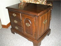 Walnut 3 Drawer End Table Cabinet 17 x 27 x 21"