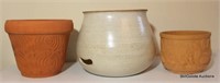 3 Pc Lot - Terracotta & Pottery Pots