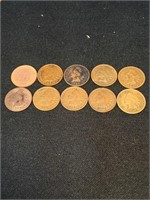 Indian Head Cents  lot of 10