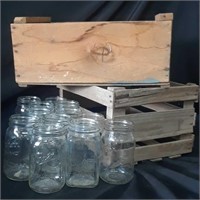 Wide Mouth Canning Jars & Wooden Crates