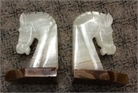 Pair of Onyx Stone Horse Head Bookends