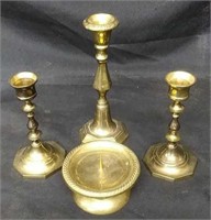 4 Vintage Brass Candlesticks