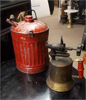 Vintage gas can in blowtorch