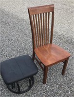 Wood Chair & Rocking Ottoman