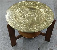 Decorative Unique Glass Covered Brass End Table