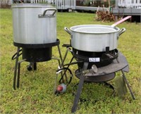 2-Butane Fish Cookers w/pans, hook, strainer &