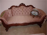 Victorian Grape pattern Oak couch