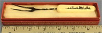 6" Hematite two prong fork with ivory handle and s