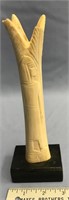 8" Fossilized Ivory tusk with relief carving of a