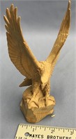 6" wood carving of an Eagle with its wings spread