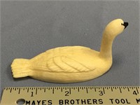 3.5" Ivory carving of a swan with inset baleen bea