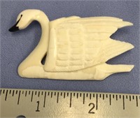 2.5" Ivory swan broch with inset baleen beak by Fr