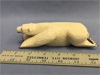 Extremely well done 6" lying ivory polar bear, wit